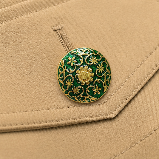 Panna Floral Crest Button