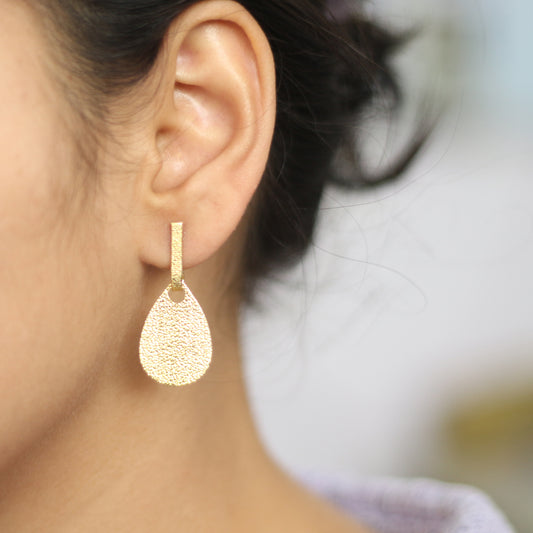 Brushed Pear Drop Stud Earring