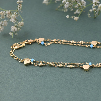 Blue Heart Anklet
