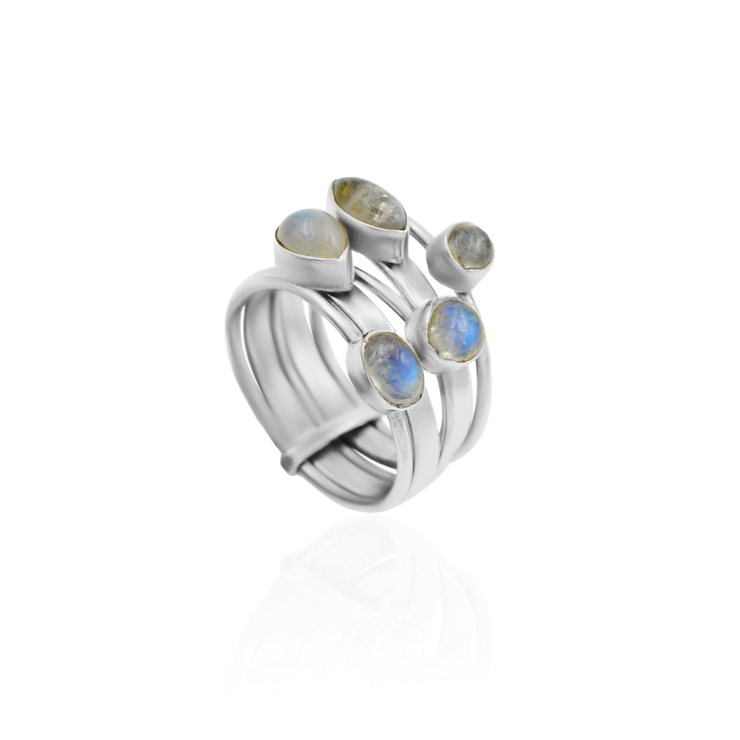 Drops Of Rainbow Moonstone Ring