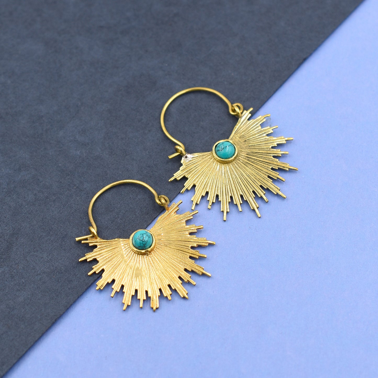 Rays Of Turquoise Hoop Earrings