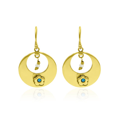 Flower Of Turquoise Hook Earrings