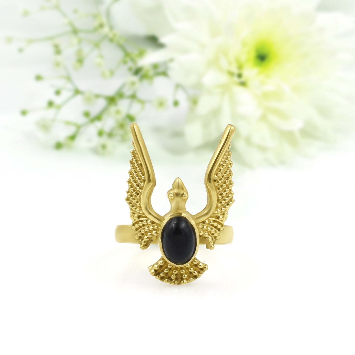 Seagull With Black Onyx Ring