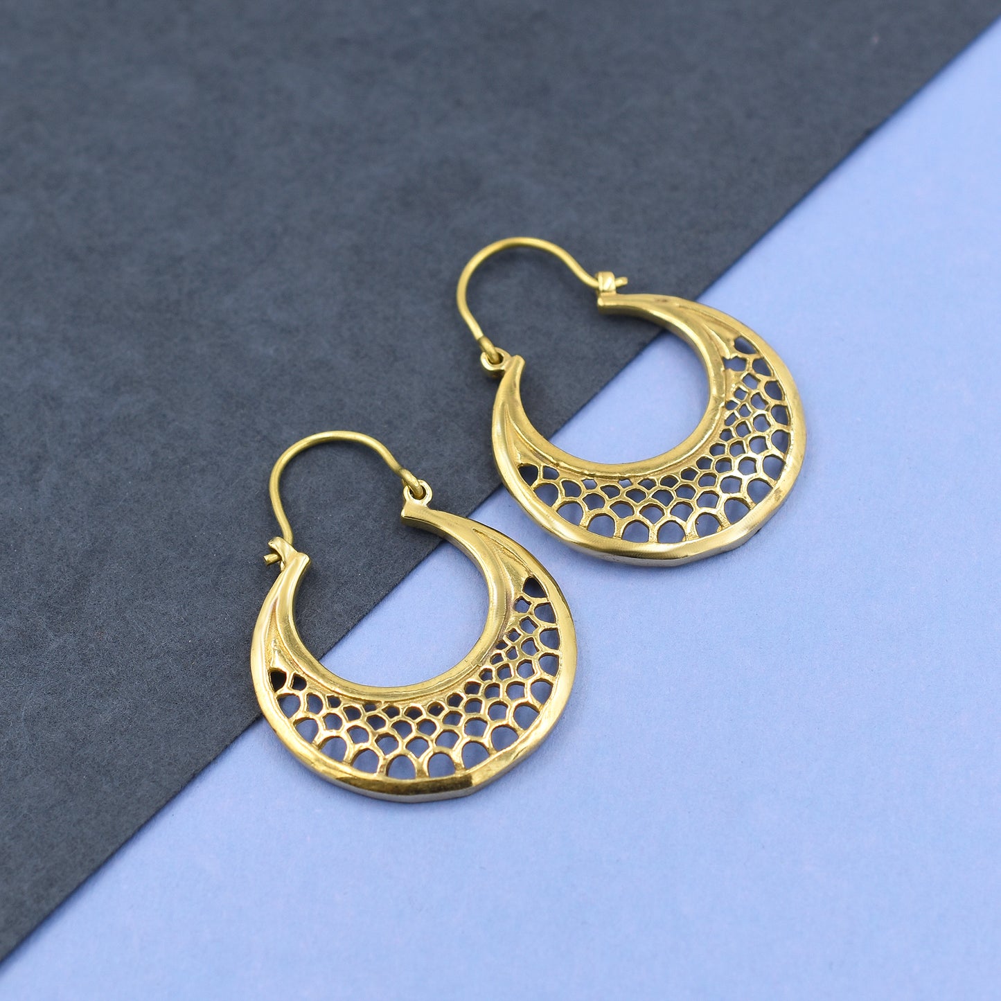 Holes In The Moon Hoop Earrings