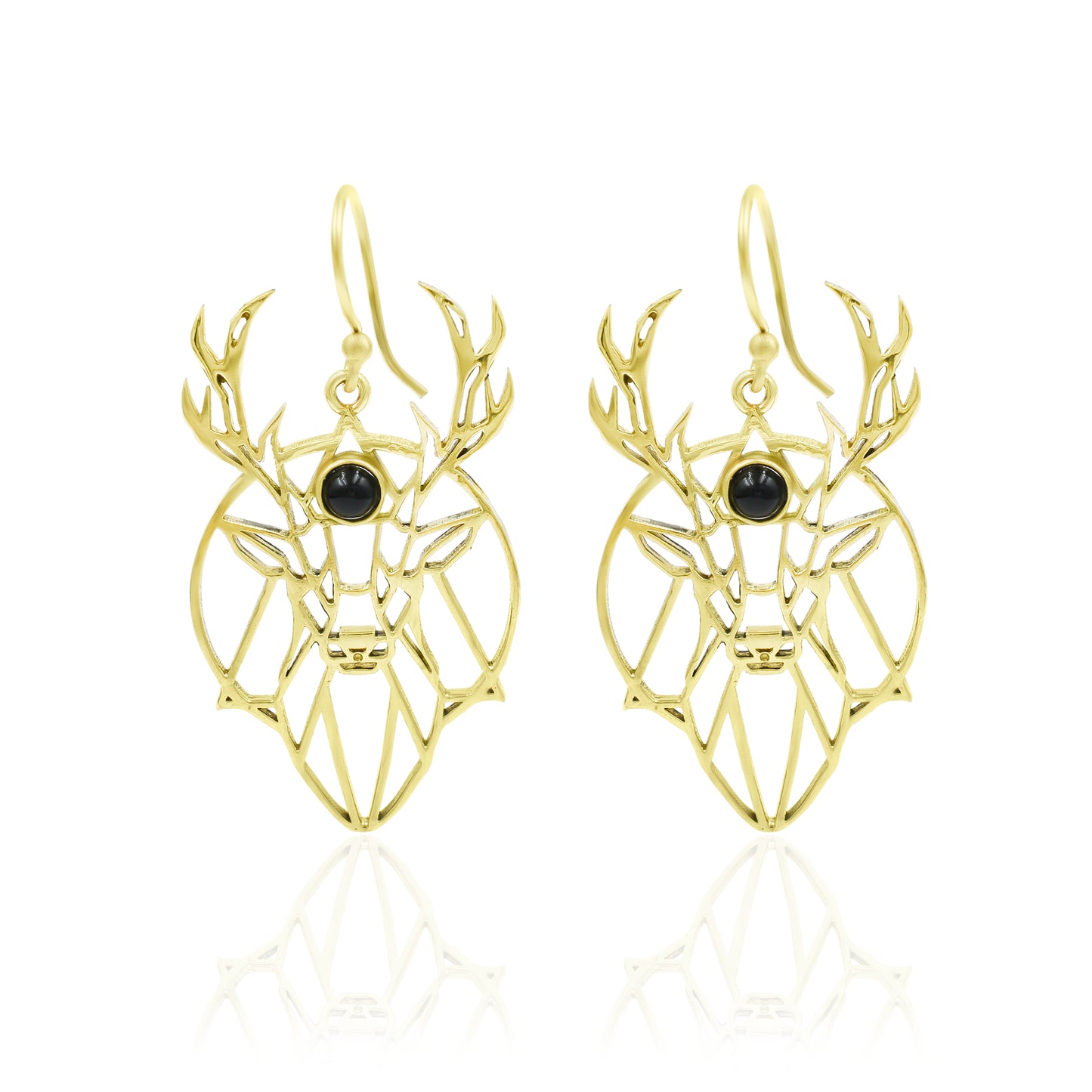 Chasing Deer Black Onyx Hook Earrings