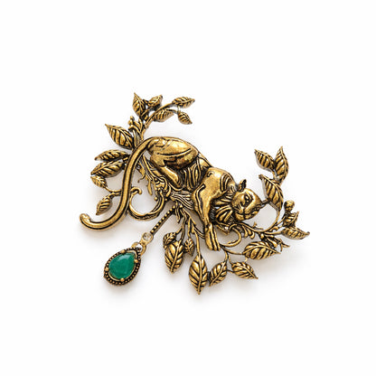 Panther  Pride Brooch Green Emerald