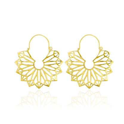 Gold Blossom Hoop Earrings
