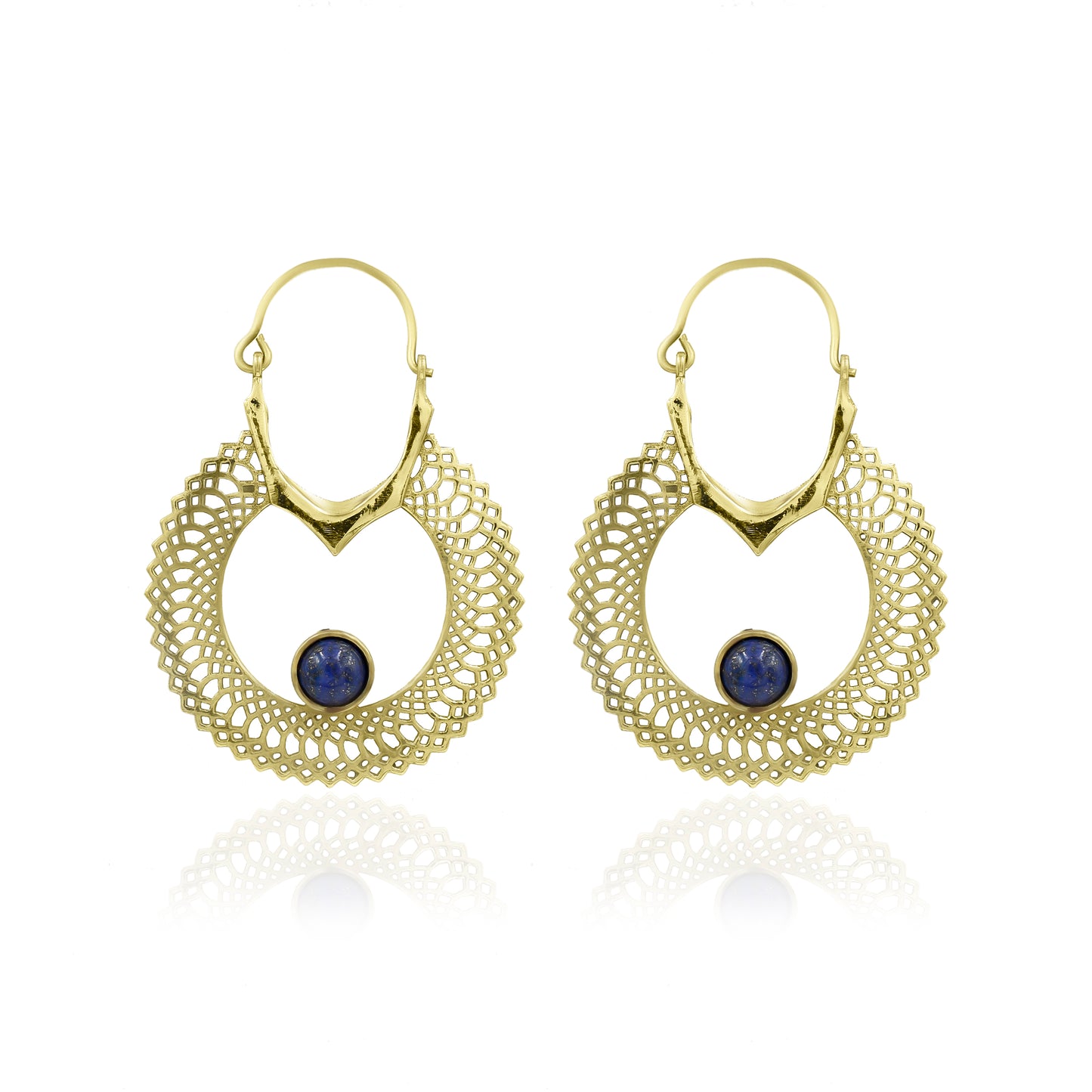 Lapis Lazuli In Treasure Hoop Earrings