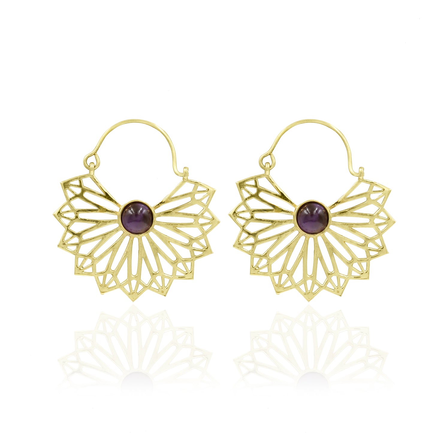 Purple Amethyst Blossom Hoop Earrings