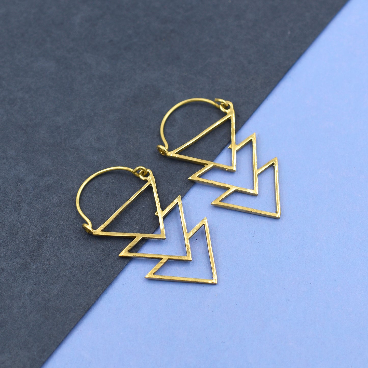 Triangular Pyramid Hoop Earrings