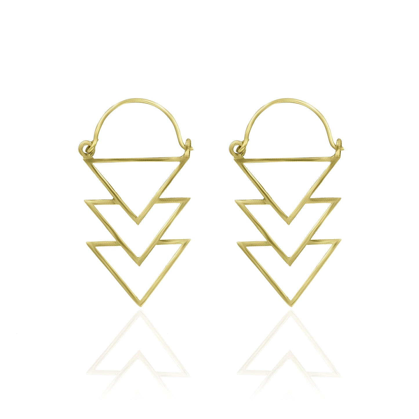 Triangular Pyramid Hoop Earrings