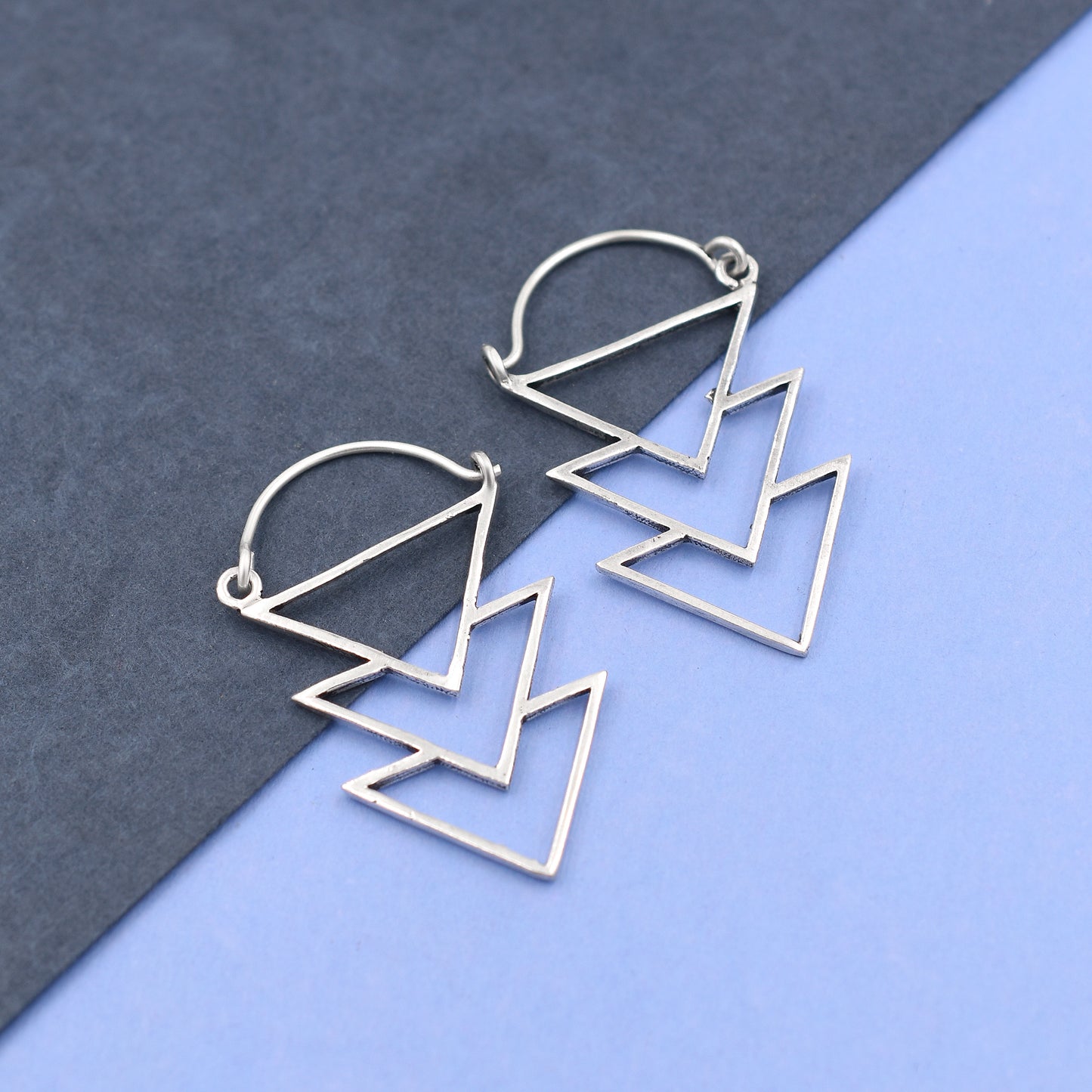 Triangular Pyramid Hoop Earrings