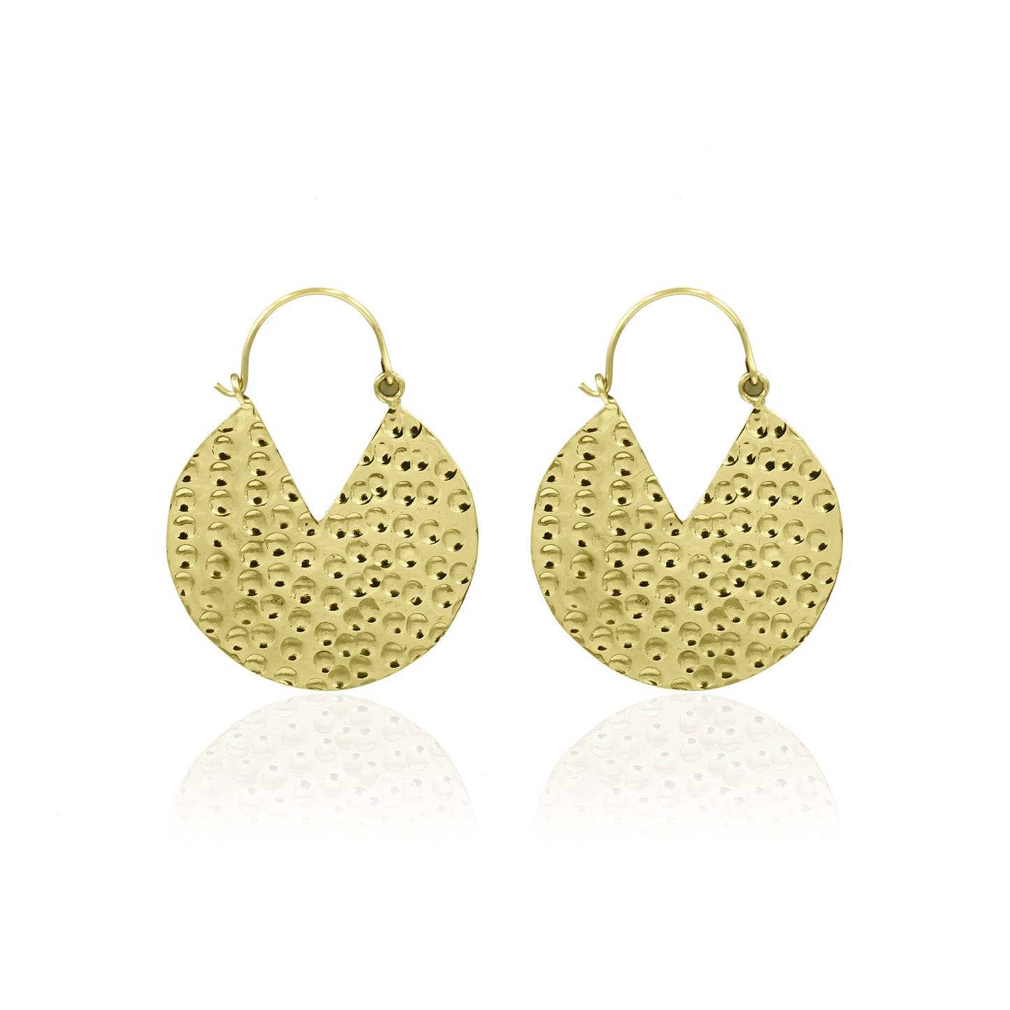 Hammered Gold Disc Hoop Earrings