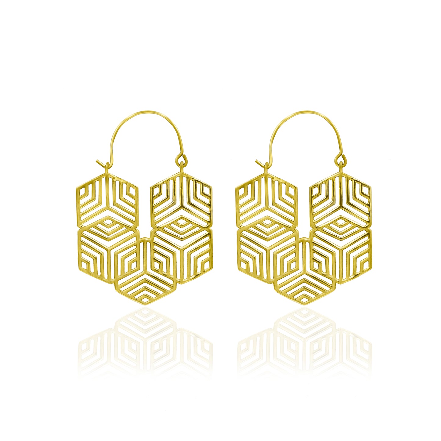 Coming Together Hexagon Hoop Earrings