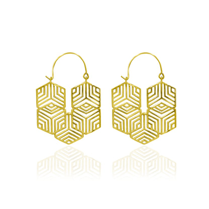 Coming Together Hexagon Hoop Earrings