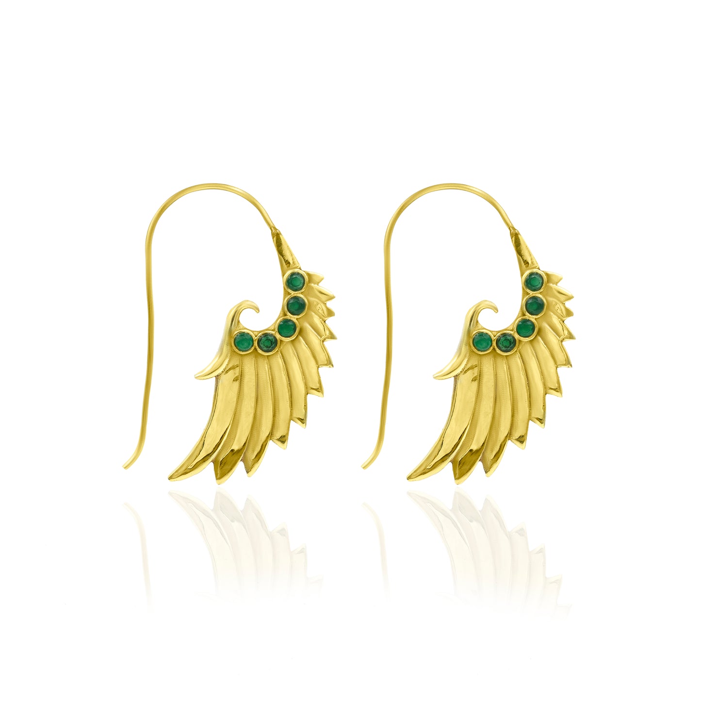 Green Wings Of Onyx Hook Earrings