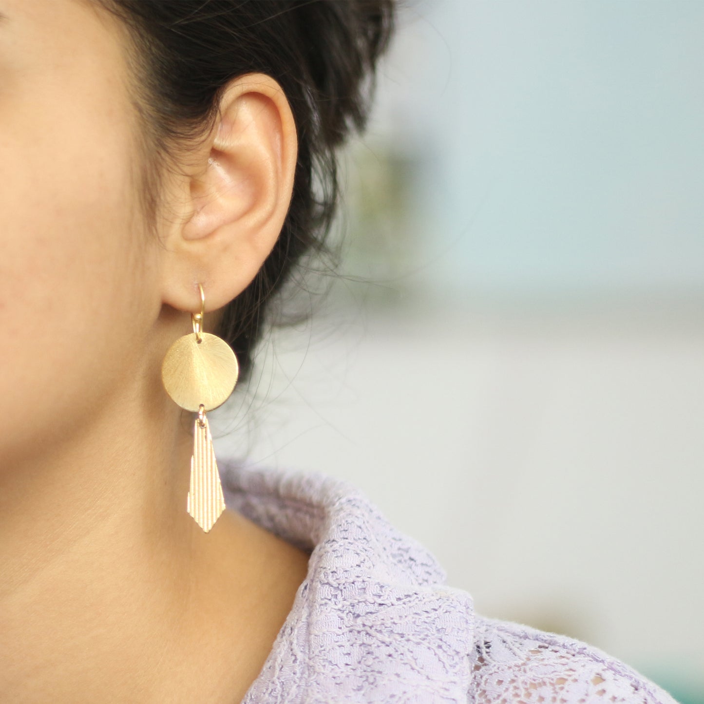 Disc and Tie Hook Earrings