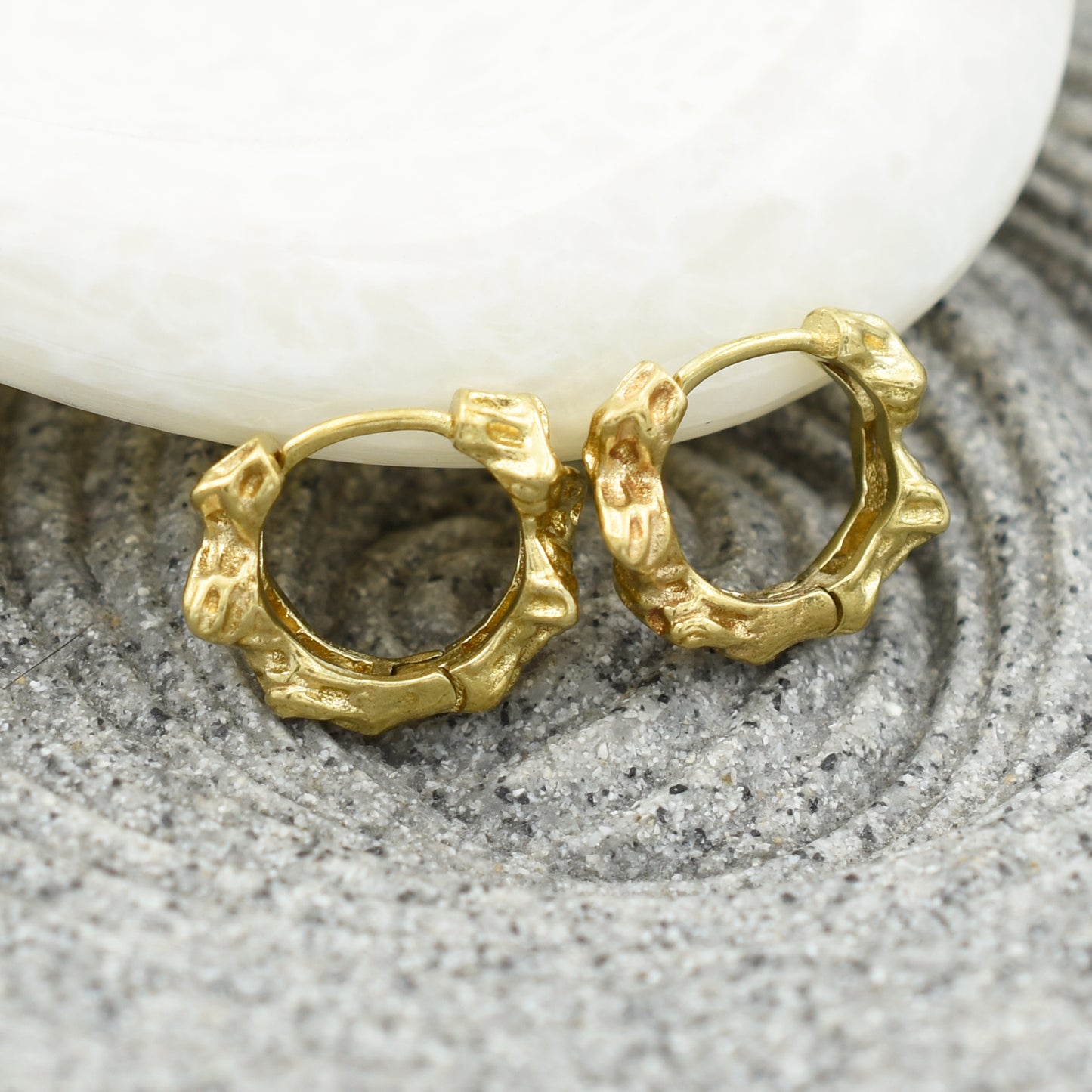 Gold Nuggets Hoop Earrings