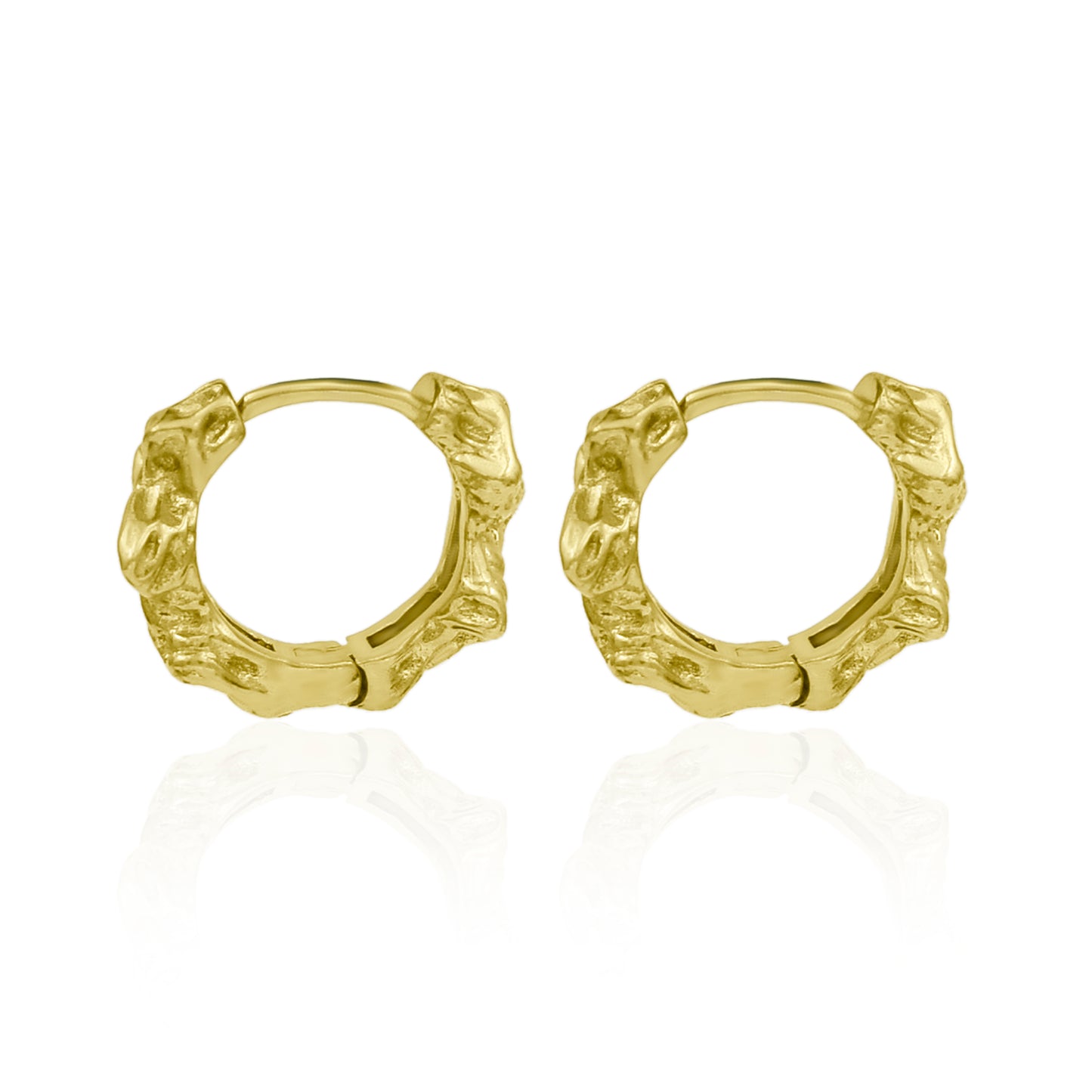 Gold Nuggets Hoop Earrings