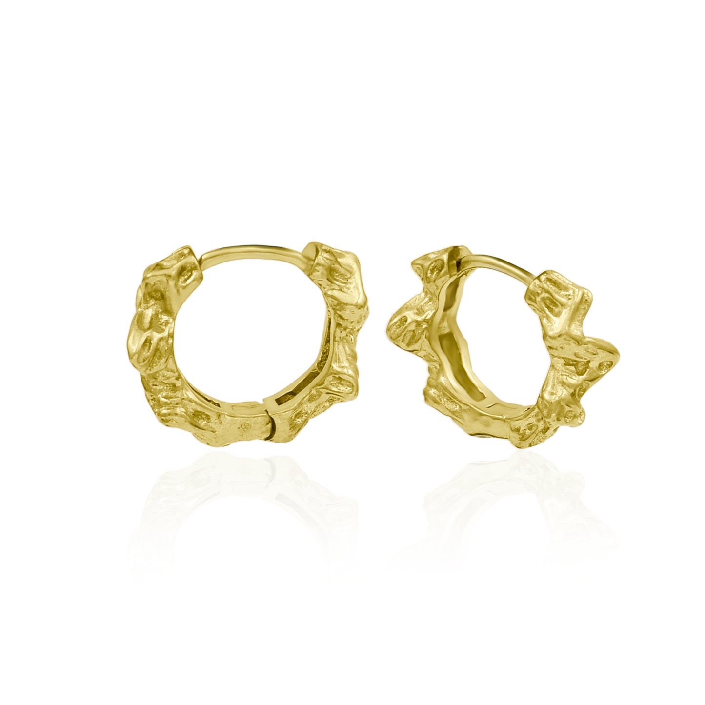 Gold Nuggets Hoop Earrings