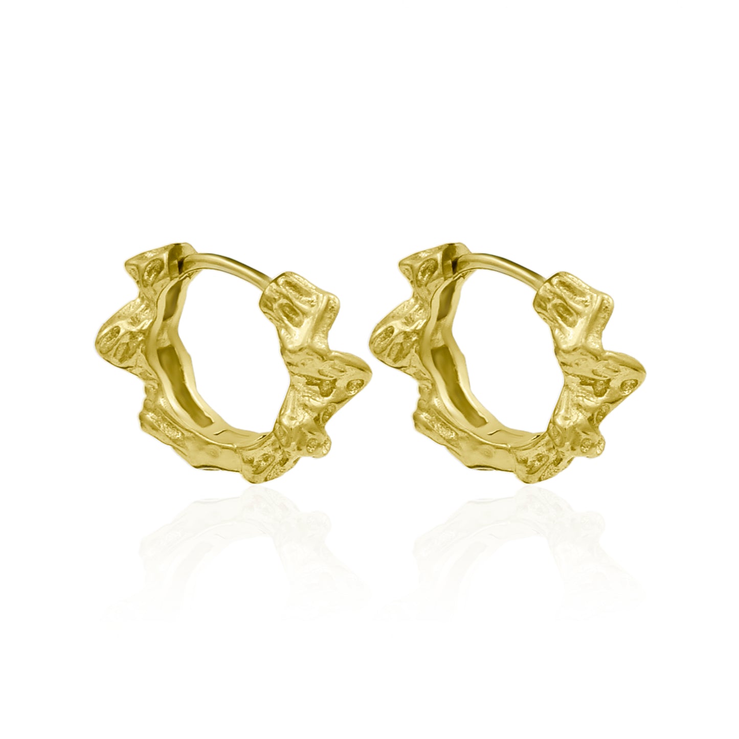 Gold Nuggets Hoop Earrings