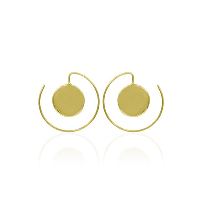 Hanging Disc In Air Hoop Earring