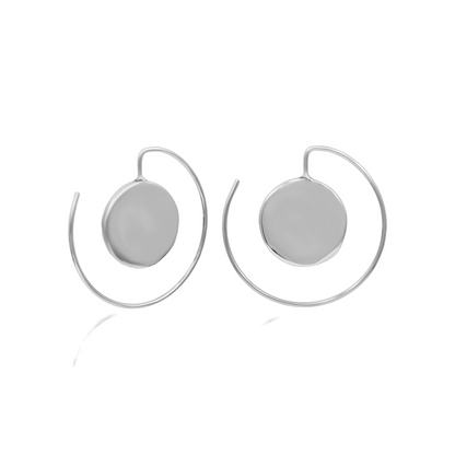 Hanging Disc In Air Hoop Earring