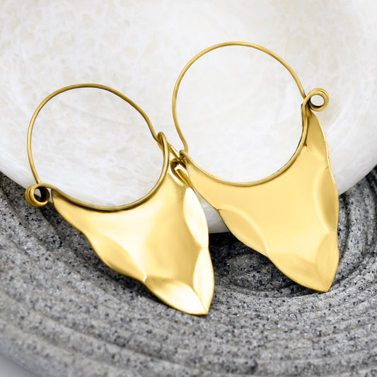 Inverted Hammered Cone Hoop Earrings