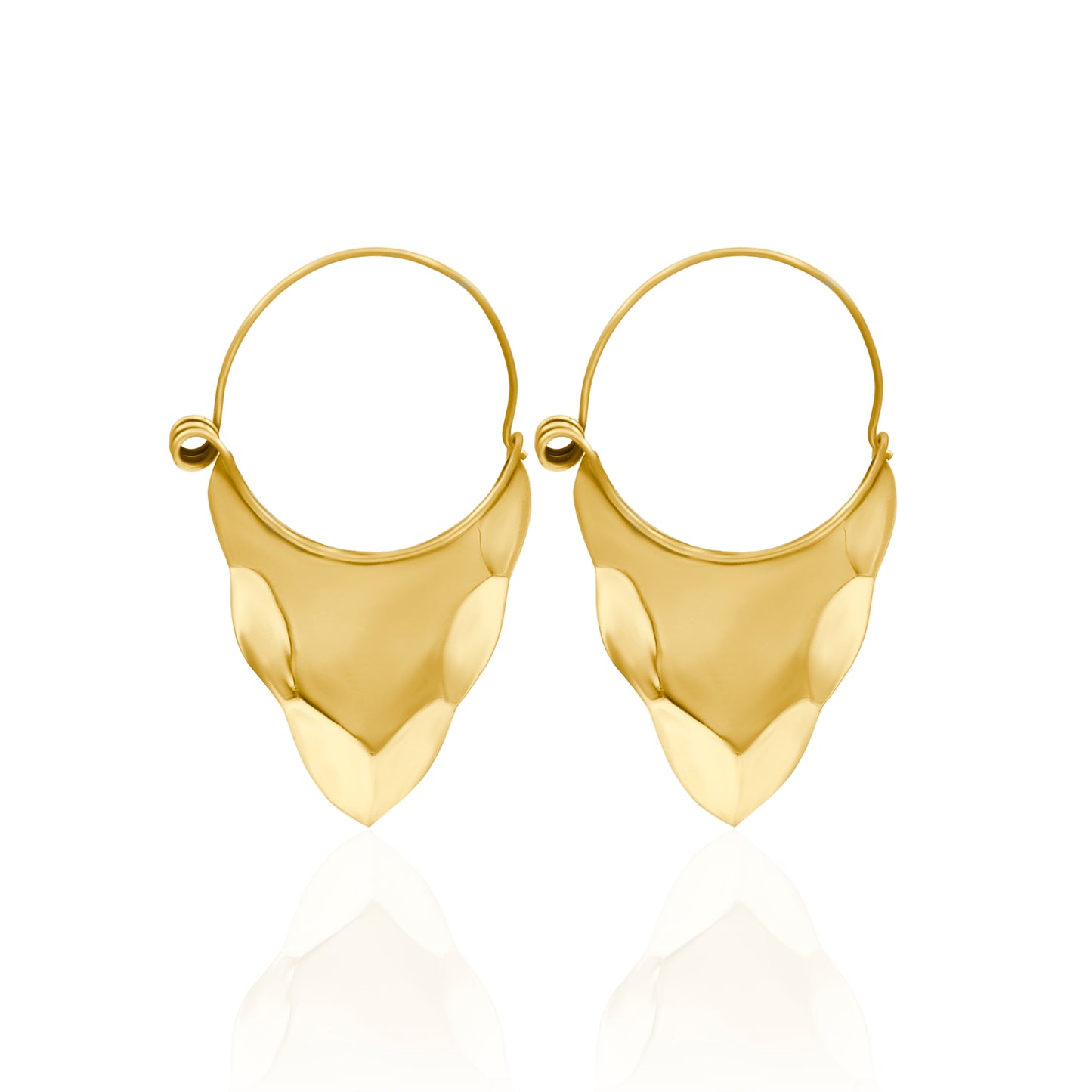 Inverted Hammered Cone Hoop Earrings