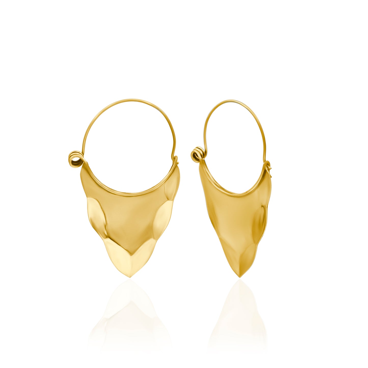 Inverted Hammered Cone Hoop Earrings