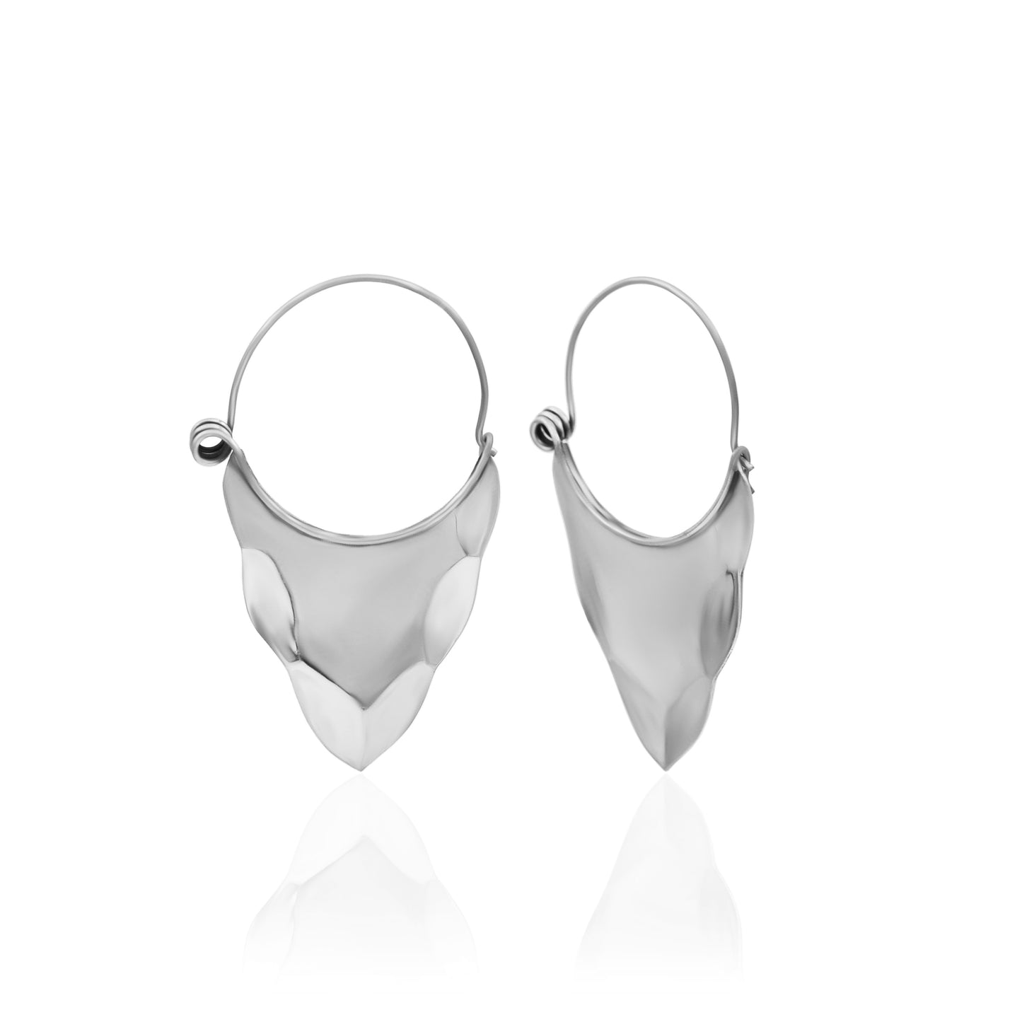 Inverted Hammered Cone Hoop Earrings