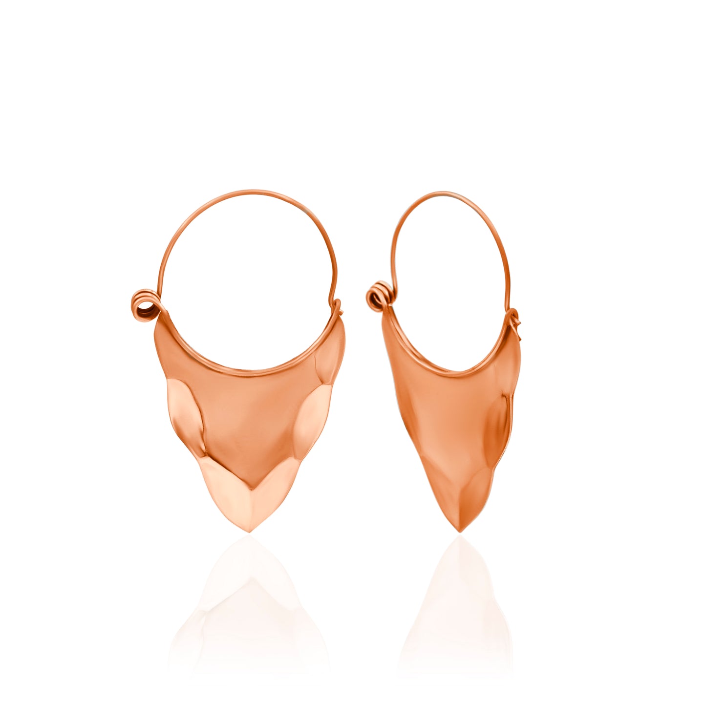 Inverted Hammered Cone Hoop Earrings