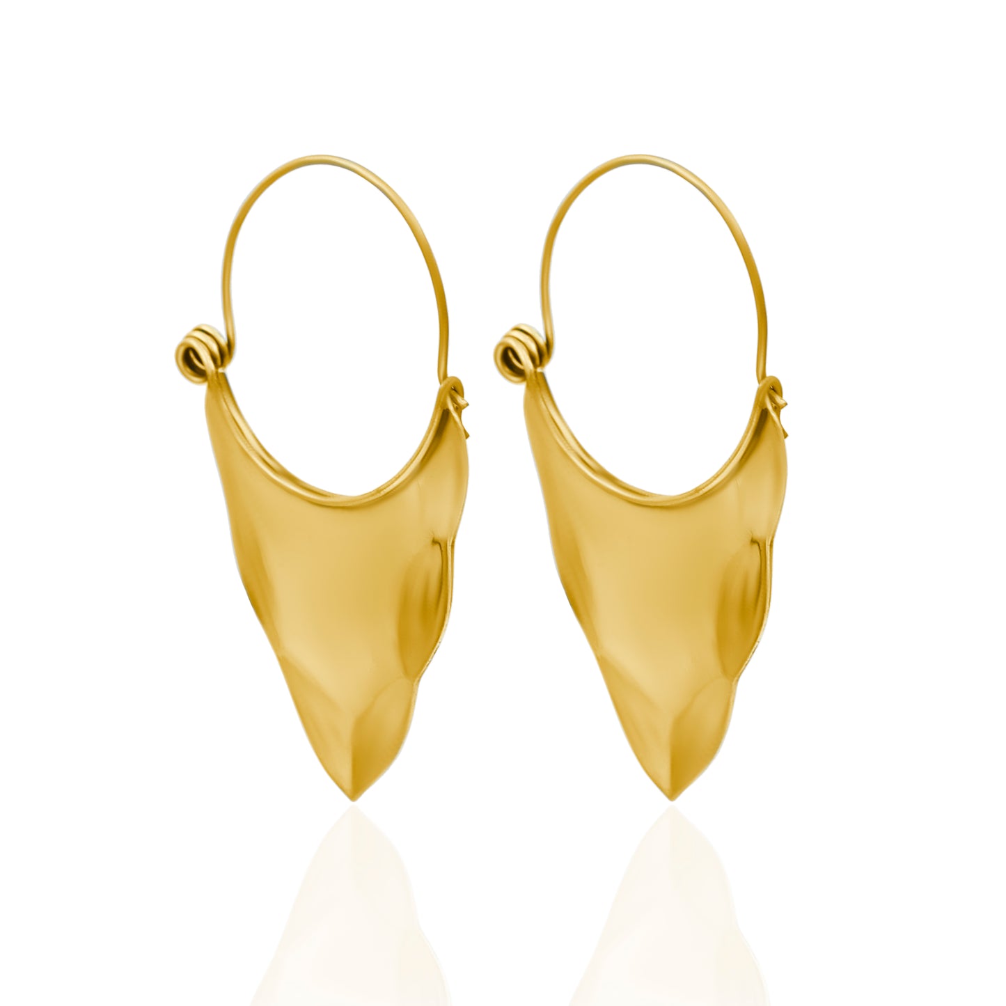 Inverted Hammered Cone Hoop Earrings