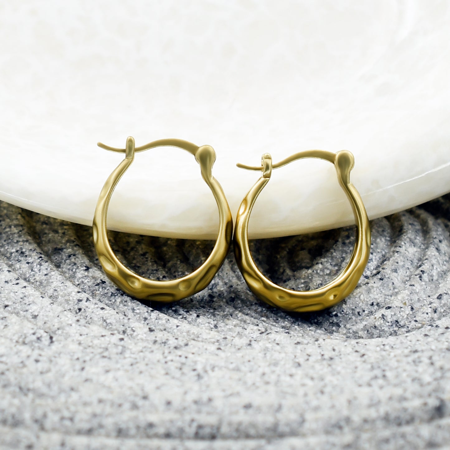 Hammered Bling Hoop Earrings