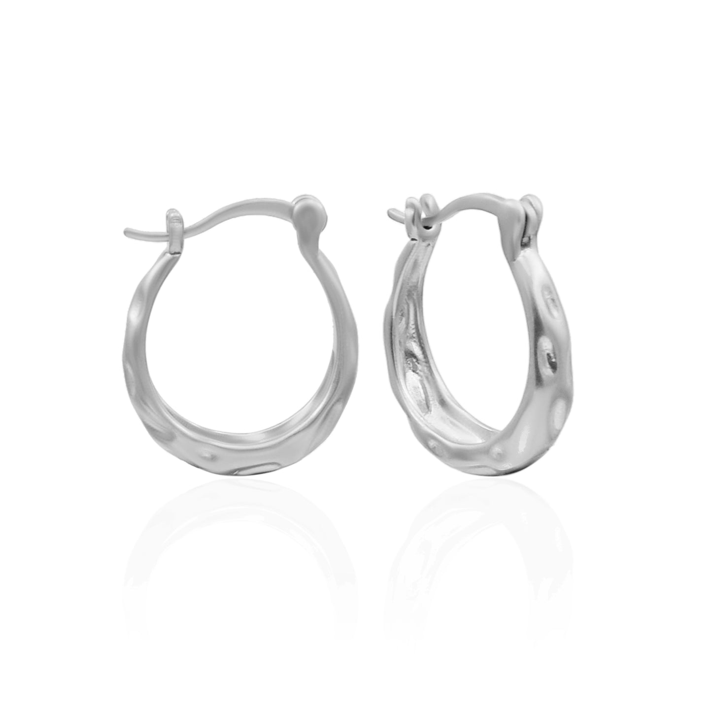 Hammered Bling Hoop Earrings