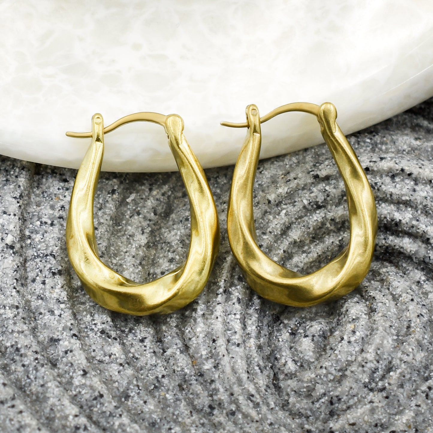 Elongated Twists Hoop Earrings