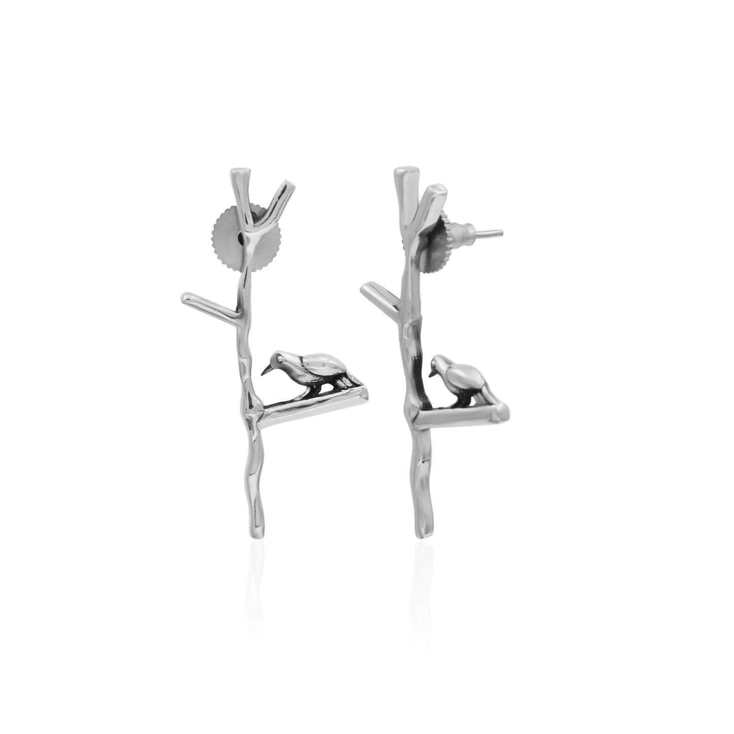 Sparrow On The Tree Stud Earrings