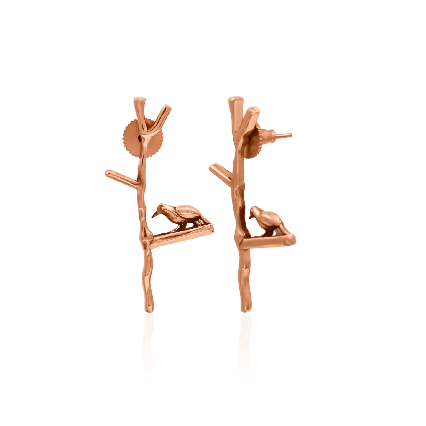 Sparrow On The Tree Stud Earrings