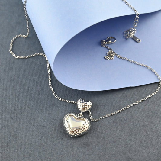 Twin Heart Silver Necklace