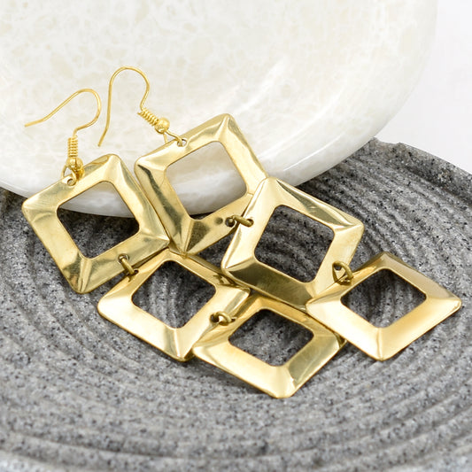 Trail Of Blocks Hook Earrings