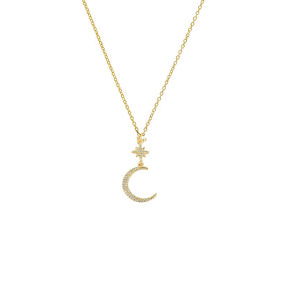 Flower On Moon Necklace
