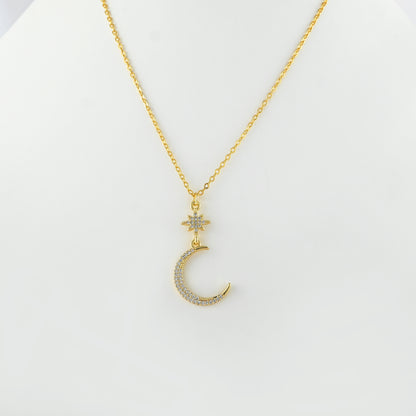 Flower On Moon Necklace