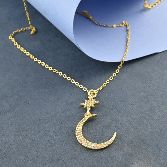 Flower On Moon Necklace