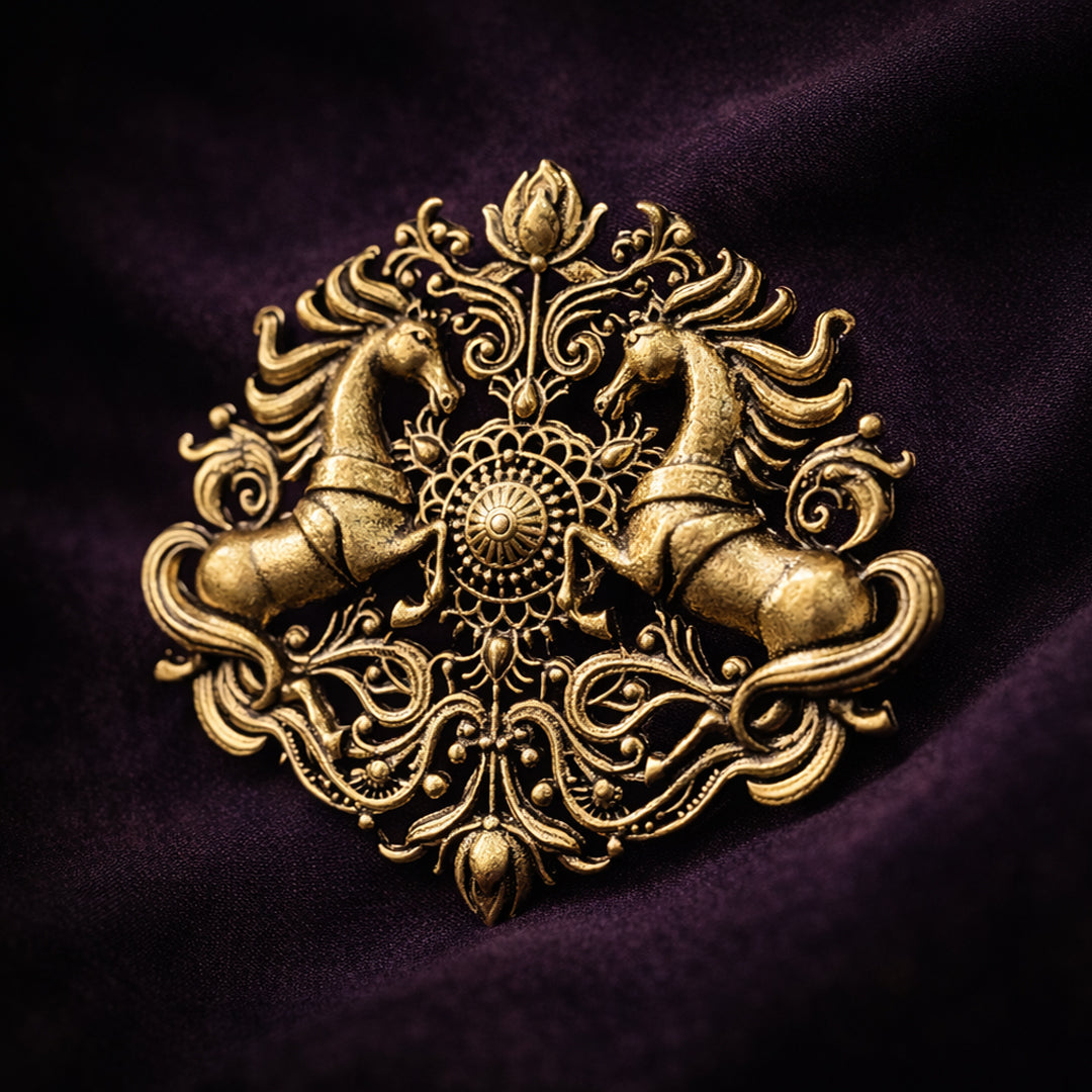 Majestic Twin Horse Brooch