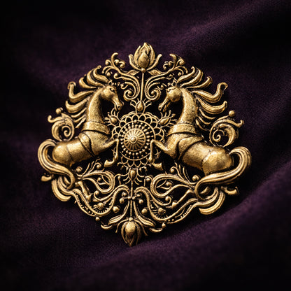 Majestic Twin Horse Brooch