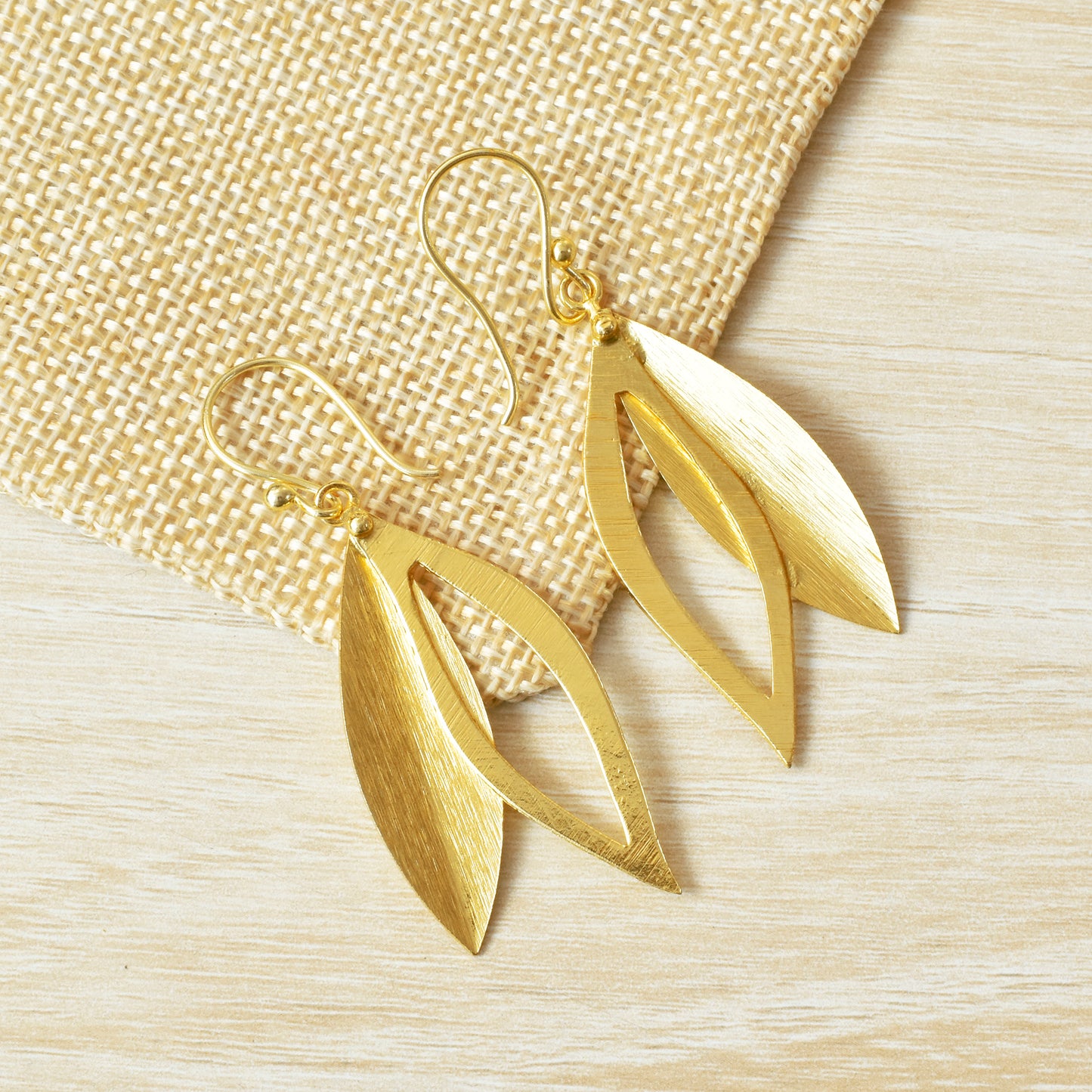 Leafy Drop Hook Earrings