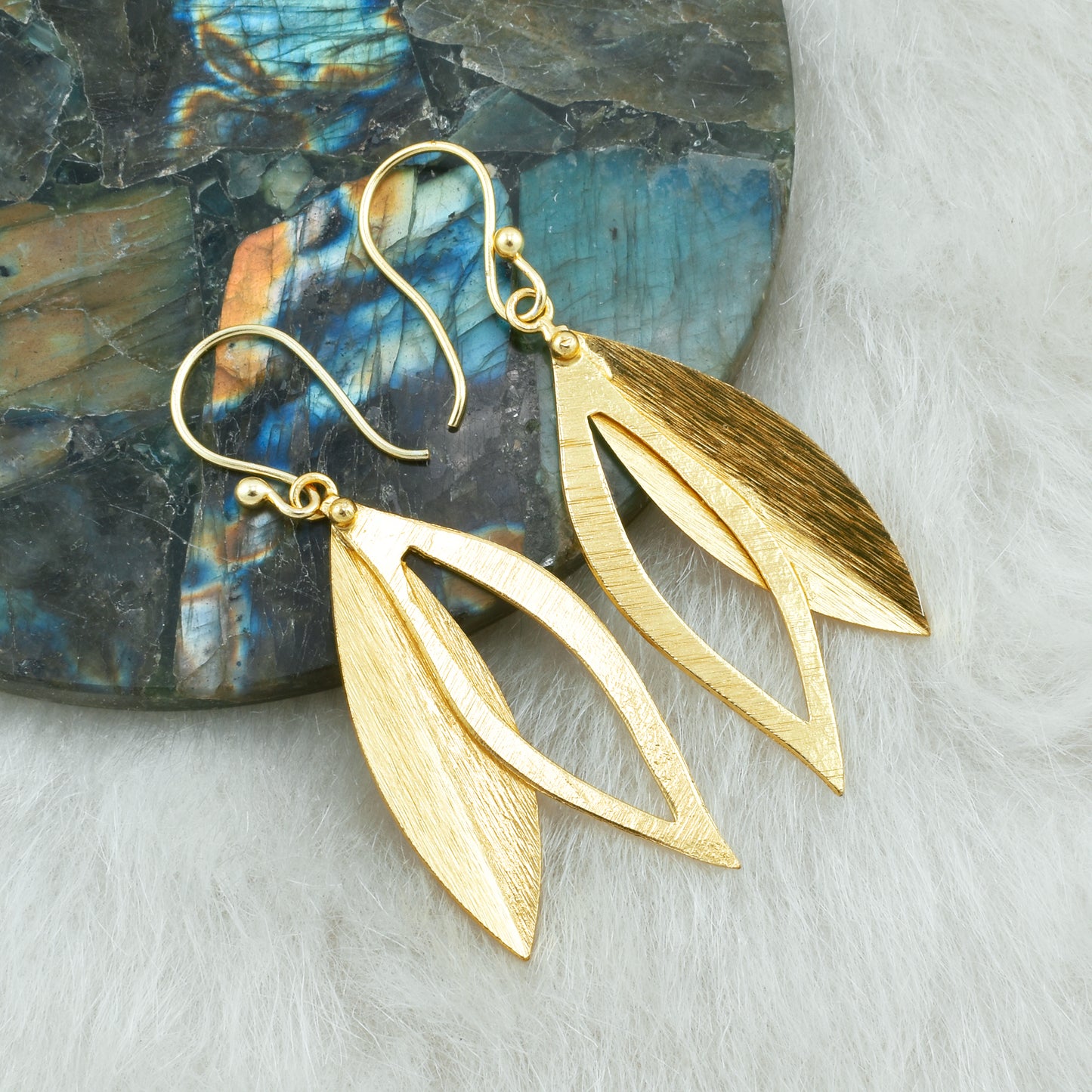 Leafy Drop Hook Earrings