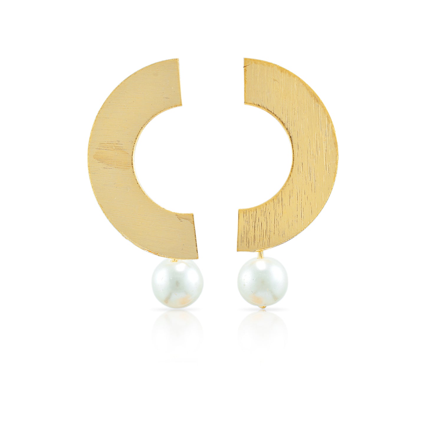 Half Moon Pearl Stud Earrings