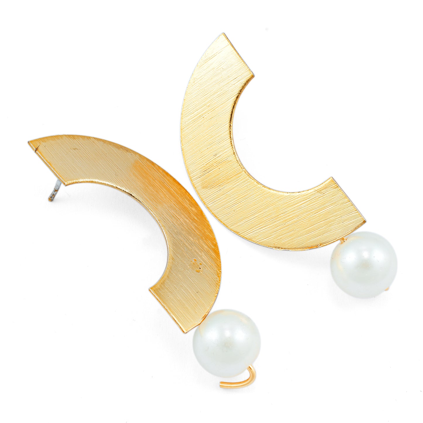 Half Moon Pearl Stud Earrings