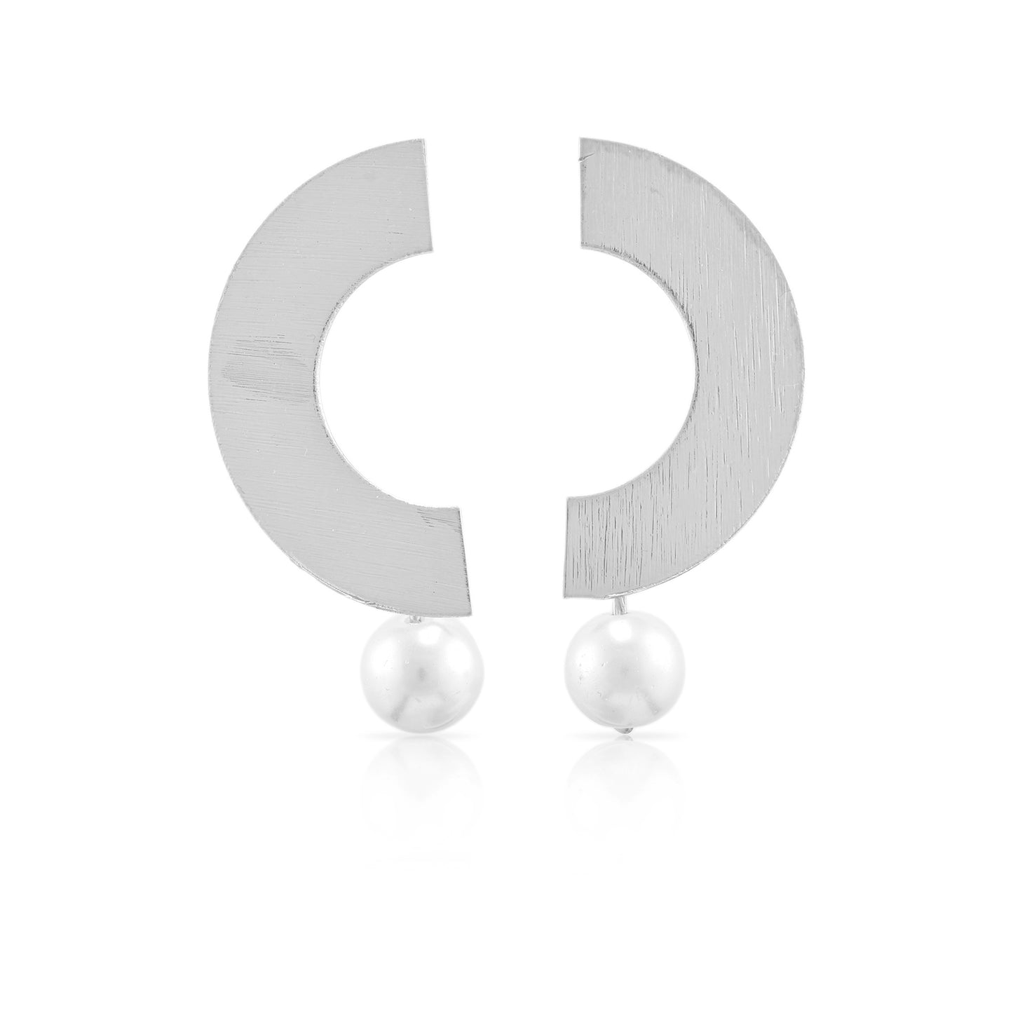 Half Moon Pearl Stud Earrings